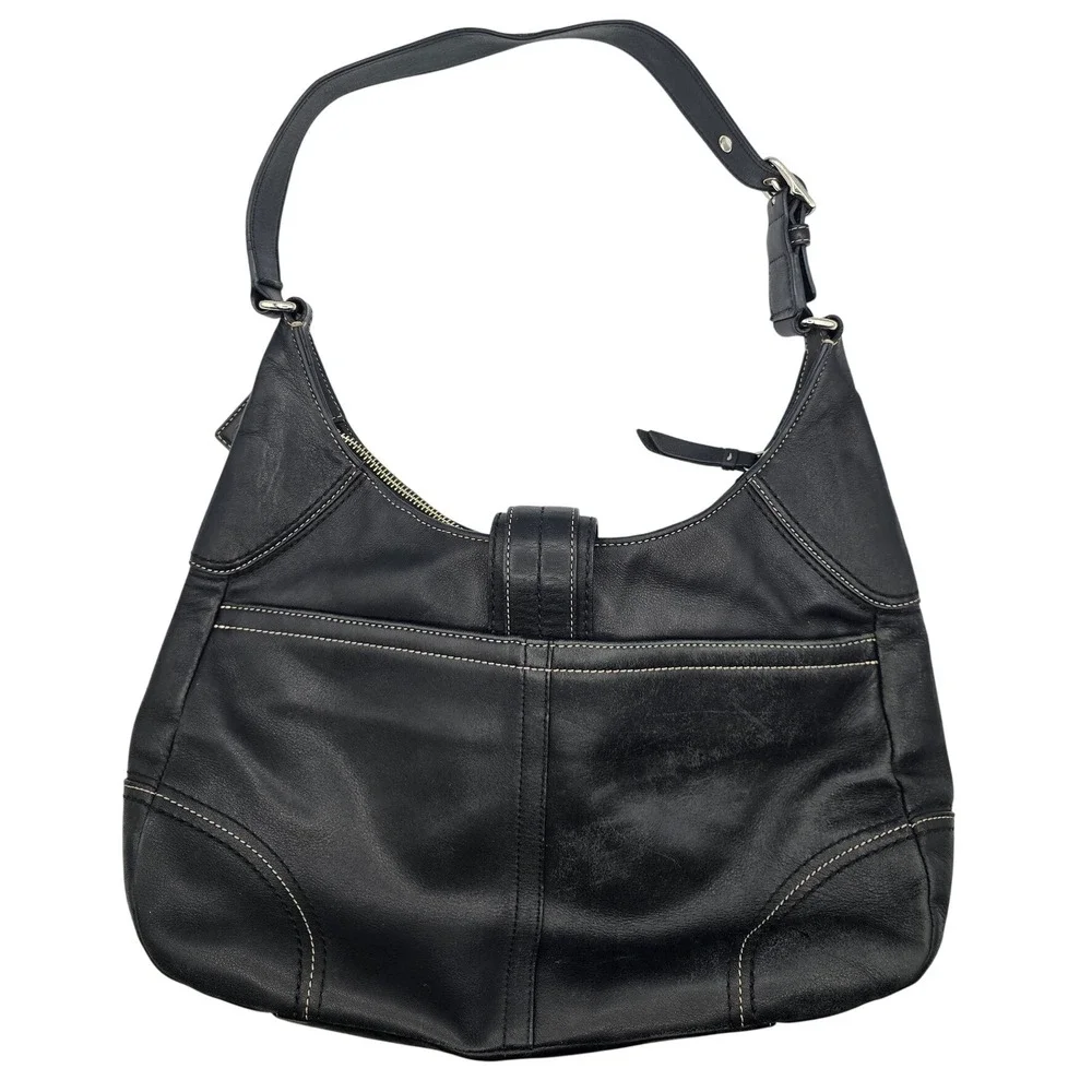 Coach Hamilton Soho Hobo F12601 Black Leather Shoulder Bag Y2K 2008 Buckle Rare